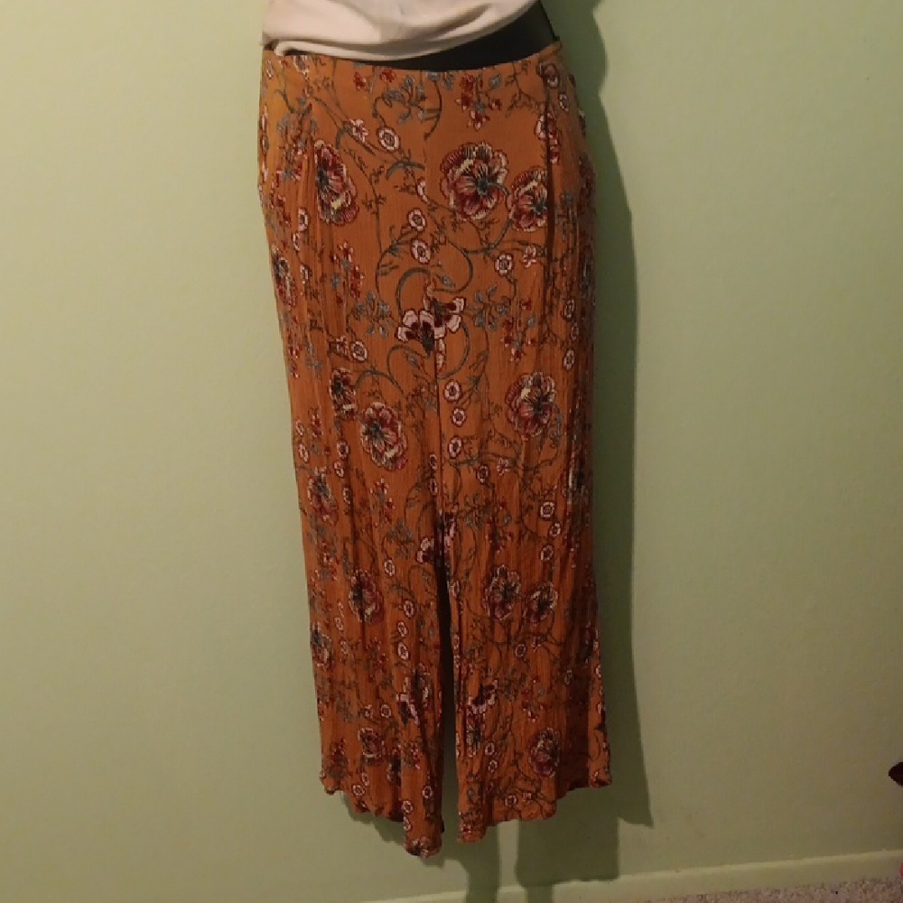 Patrons of Peace Floral Wide Leg Bohemian Pants- Mustard
